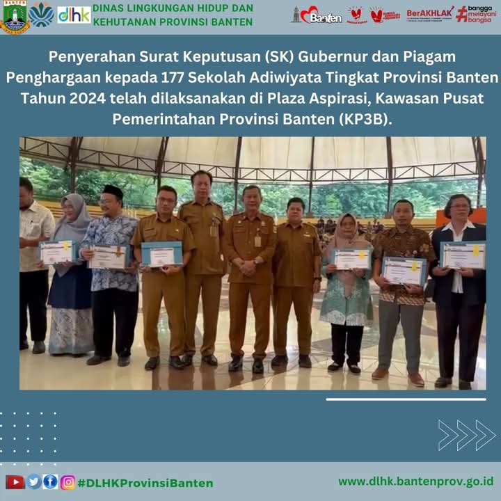 Sebanyak 177 Sekolah Swasta Di Banten Mendapatkan Penghargaan Adiwiyata